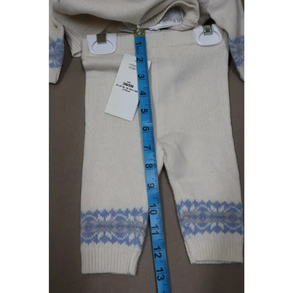 Ralph Lauren Baby Cream‎ and Blue Knit Sweater and Pant Set Size 3-6M